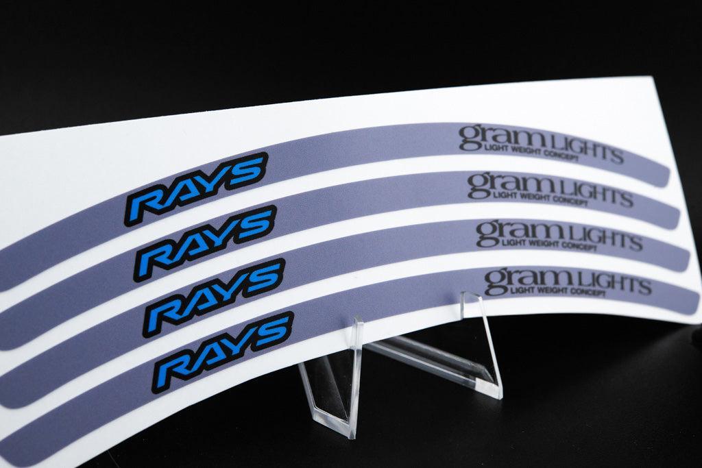 Overnight Crew Gram Lights 57DR/CR Rim Stickers 17"+ (4 PCS) - Grey/Nitrous Blue