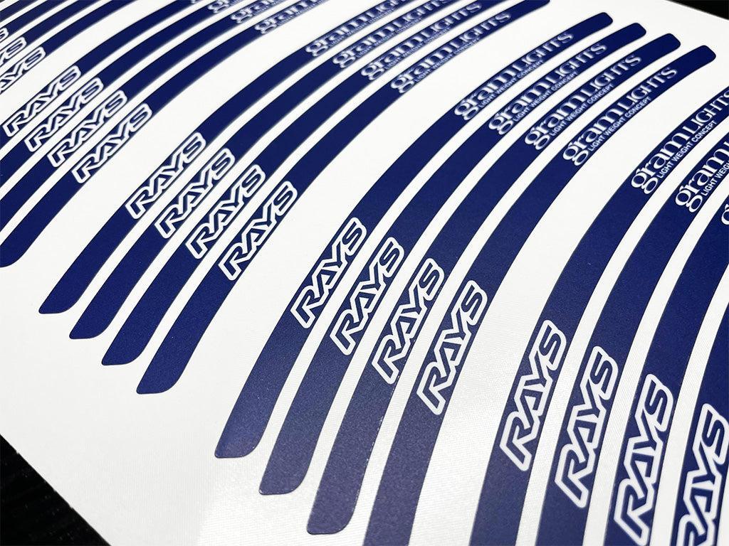 Overnight Crew Gram Lights 57DR/CR Rim Stickers 17"+ (4 PCS) - Mag Blue/White