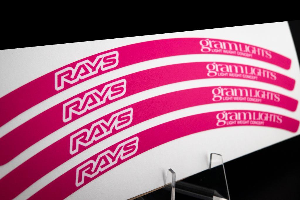 Overnight Crew Gram Lights 57DR/CR Rim Stickers 17"+ (4 PCS) - Raspberry/White