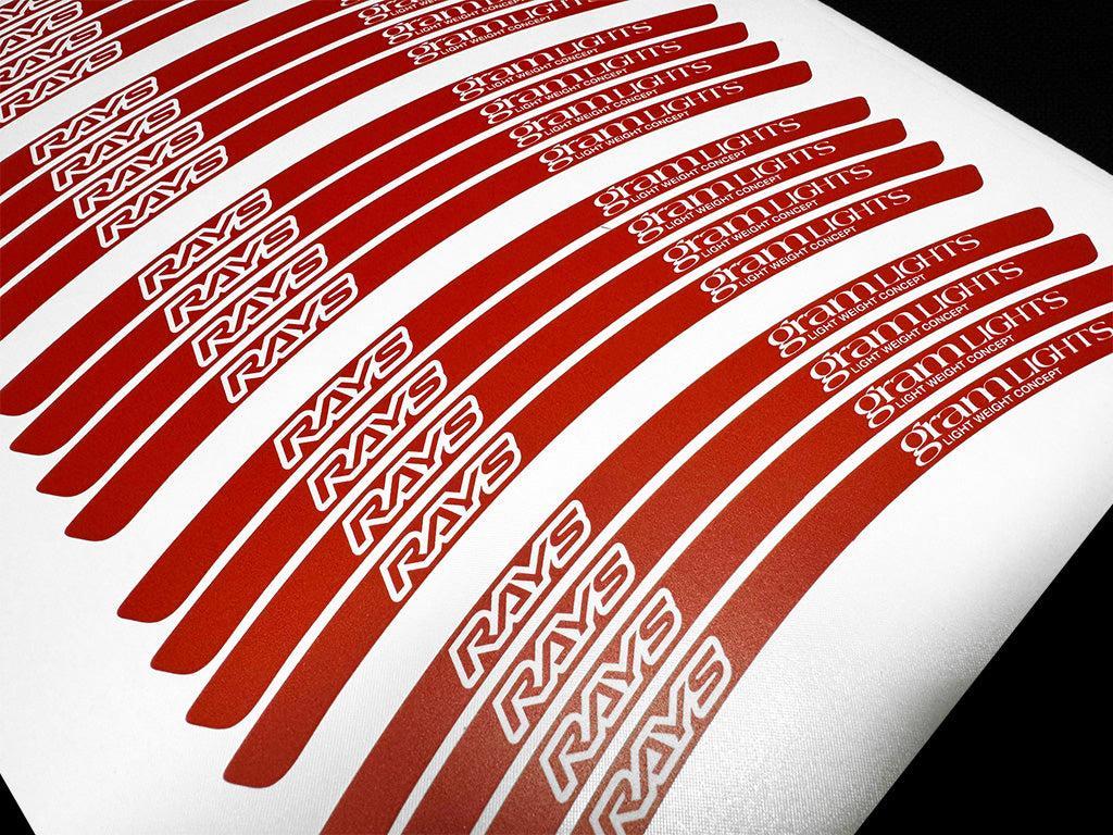 Overnight Crew Gram Lights 57DR/CR Rim Stickers 17"+ (4 PCS) - Rosso Corsa/White