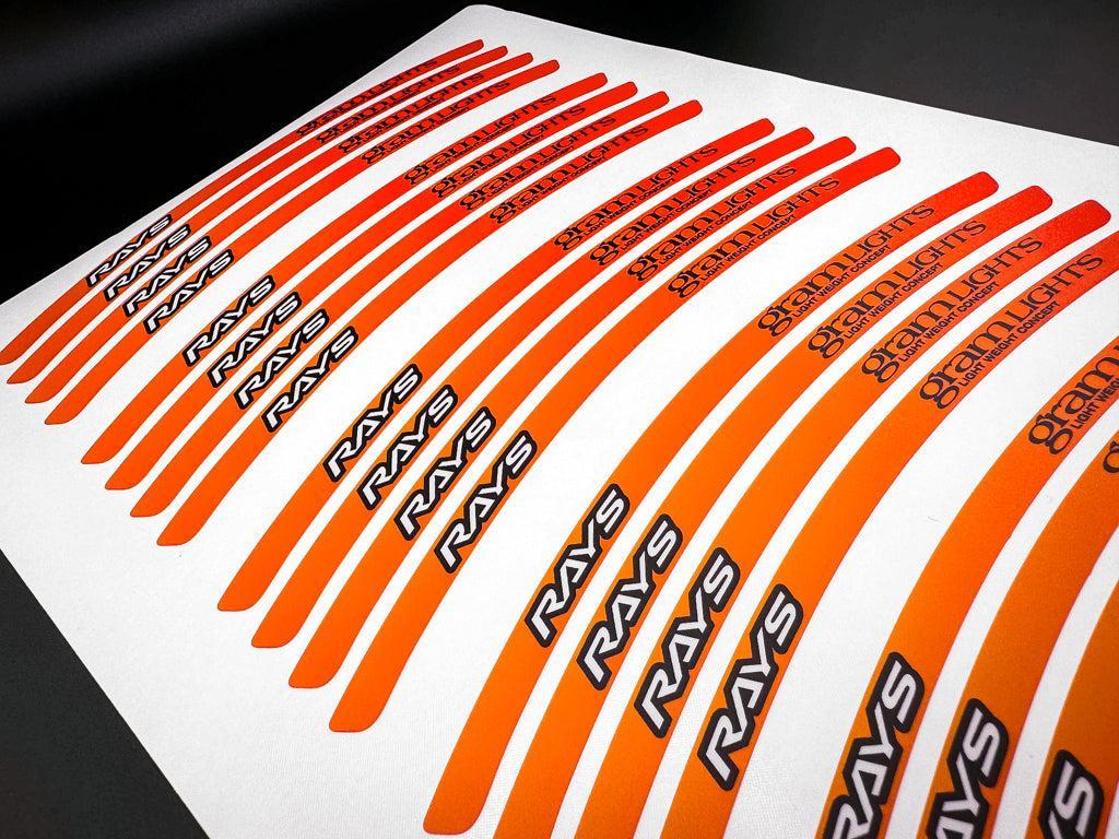 Overnight Crew Gram Lights 57DR/CR Rim Stickers 17"+ (4 PCS) - Sunset Orange