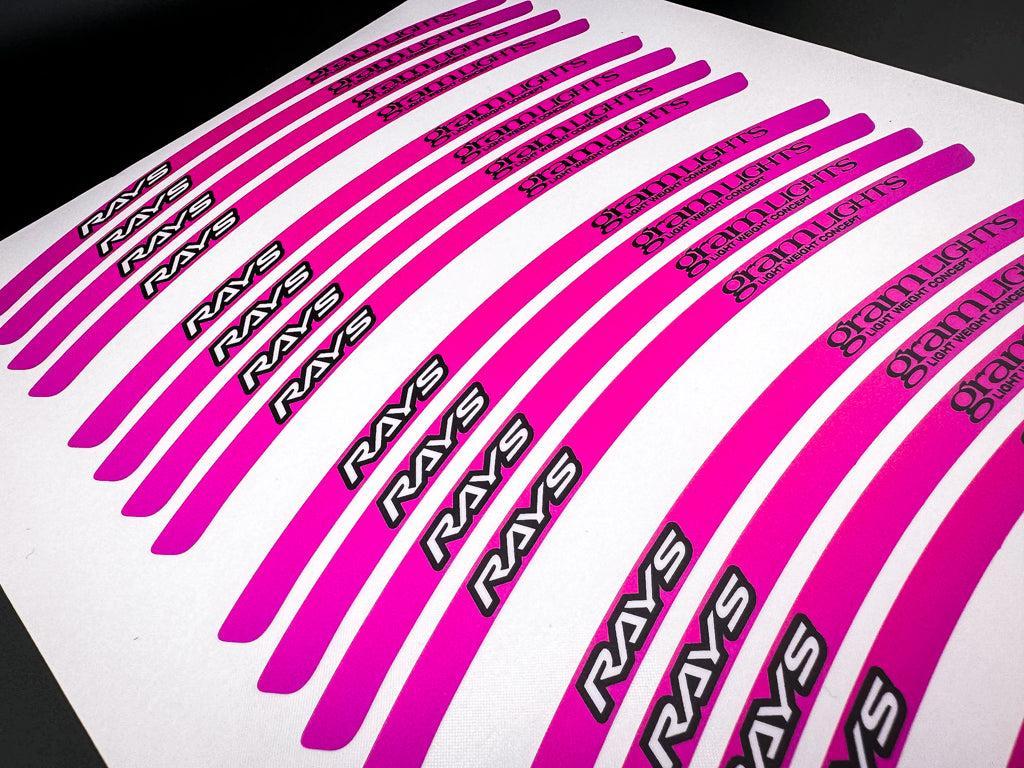 Overnight Crew Gram Lights 57DR/CR Rim Stickers 17"+ (4 PCS) - Sunset Pink