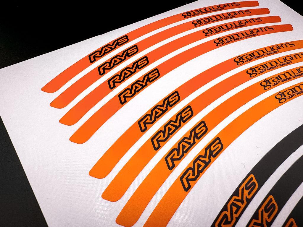 Overnight Crew Gram Lights 57DR/CR Rim Stickers 17"+ (4 PCS) - Vermilion/Black