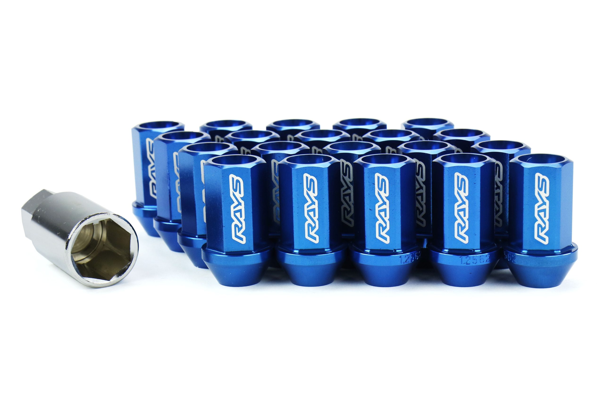 Rays Dura-Nut L42 Straight Type 12X1.25 Lug Nut Set 16 Lug 4 Lock Set Blue | WDURA4212125U