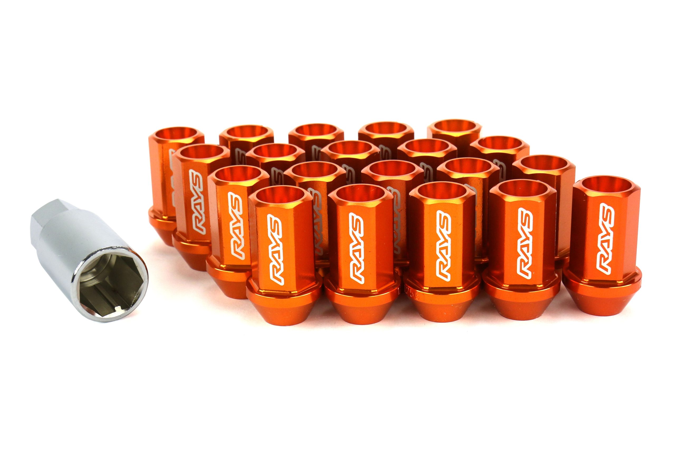 Rays Dura-Nut L42 Straight Type 12X1.25 Lug Nut Set 16 Lug 4 Lock Set Orange | WDURA4212125O