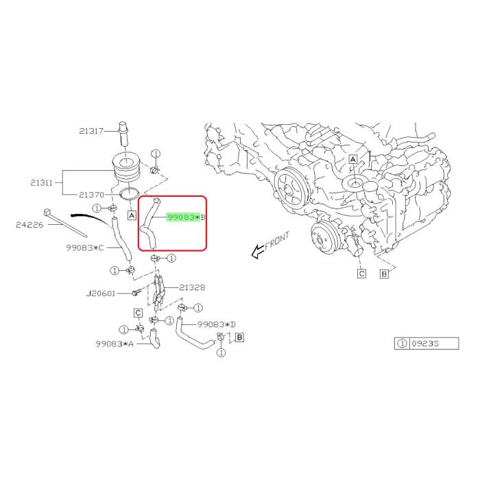 Subaru OEM Oil Cooler Hose (99083*B) 22+ BRZ | 99083AA881