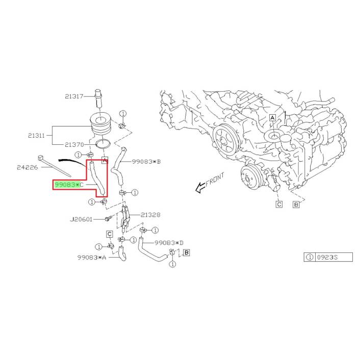 Subaru OEM Oil Cooler Hose (99083*C) 22+ BRZ | 99083AA891
