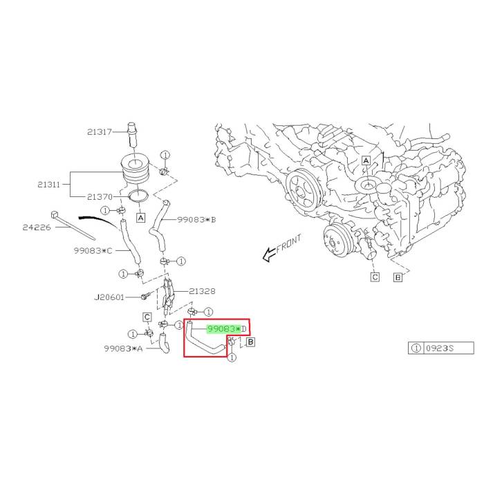Subaru OEM Oil Cooler Hose (99083*D) 22+ BRZ | 99083AA900
