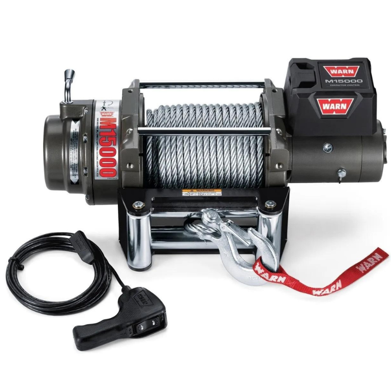 Warn M15 12V Heavyweight Winch 15,000 lb, With 90 Feet of 7/16 Inch Steel Rope Model 47801