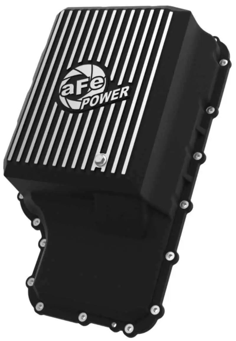 aFe 20-21 Ford Truck w/ 10R140 Transmission Pan Black POWER Street Series w/ Machined Fins 46-71220b