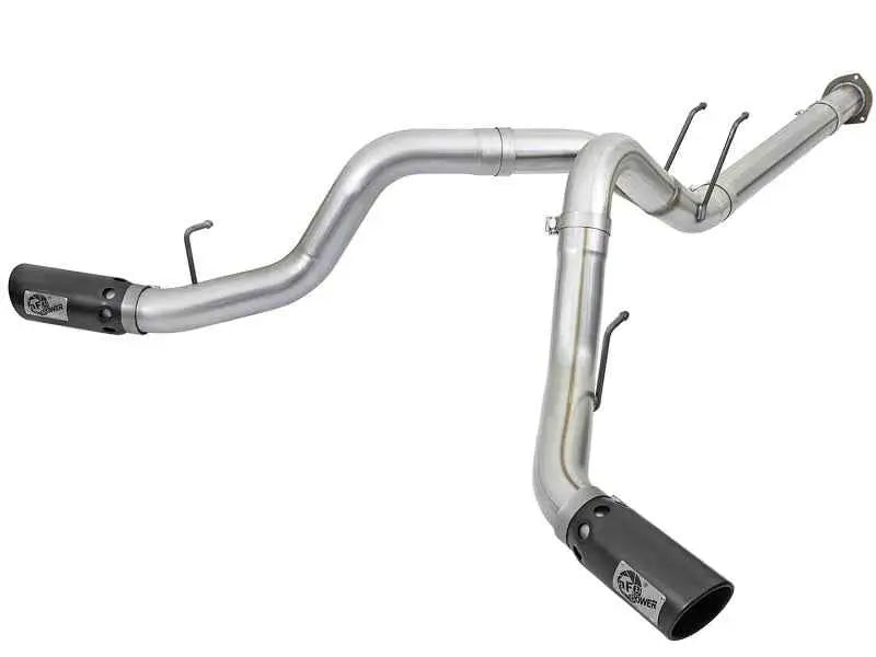 aFe ATLAS 4in DPF-Back Alum Steel Exhaust System w/Black Tip 2017 Ford Diesel Trucks V8-6.7L (td) 49-03092-b