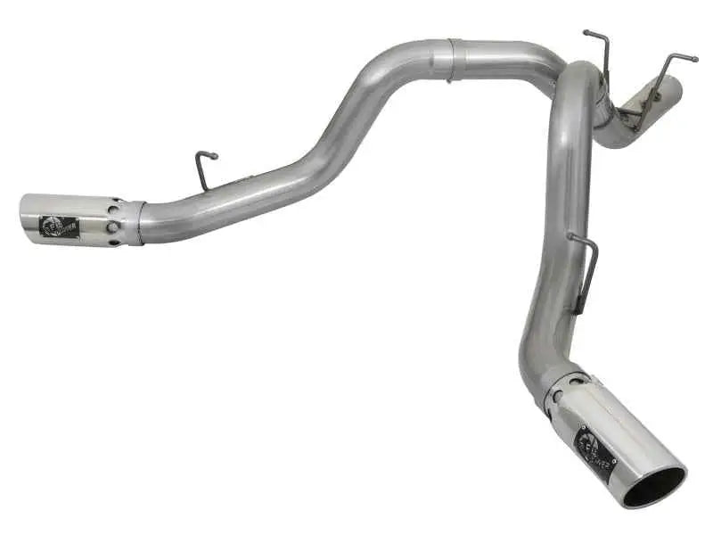 aFe Large Bore-HD 4in 409-SS DPF-Back Exhaust w/Dual Polished Tips 2017 GM Duramax V8-6.6L (td) L5P 49-44086-p