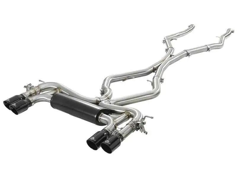 aFe MACH Force-Xp 3.5in. 304 SS C/B Exhaust System 15-18 BMW X5 M (F85) V8-4.4L (tt) - Black Tip 49-36341-b
