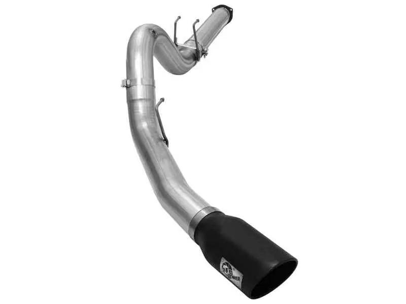 aFe MACHForce XP Exhaust 5in DPF-Back Stainless Steel Exht 2015 Ford Turbo Diesel V8 6.7L Black Tip 49-43064-b