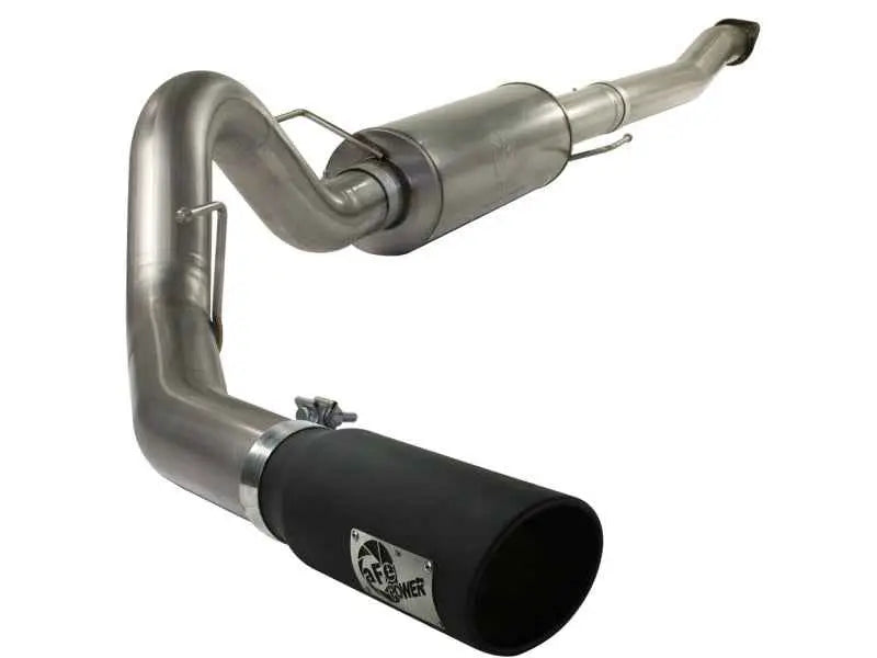 aFe MACHForce XP Exhaust Cat-Back SS-409 4in Black Tip 11-12 Ford F-150 EcoBoost V6-3.5L (tt) 49-43041-b