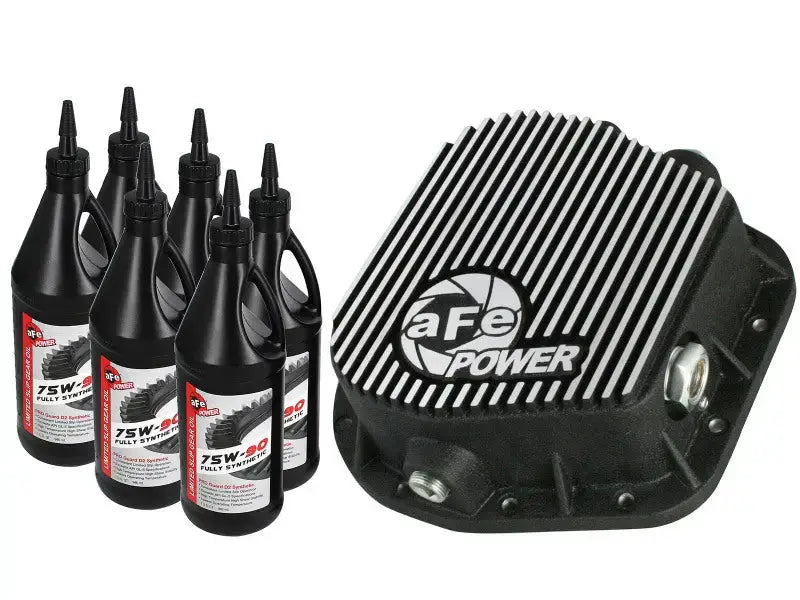 aFe Power Rear Diff Cover (Machined) 12 Bolt 9.75in 97-16 Ford F-150 w/ Gear Oil 6 QT afe46-70152-wl