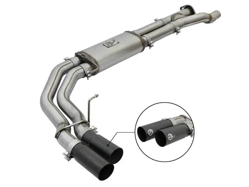 aFe POWER Rebel Series 3in 409 SS Cat Back Exhaust w/ Black Tips 17 Ford F-150 Raptor V6-3.5L 49-43091-b
