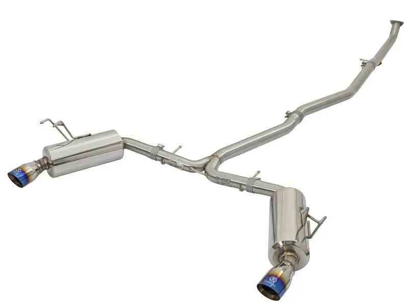 aFe POWER Takeda 16-17 Honda Civic I4-1.5L (t) 2.5-2.25in 304 SS CB Dual-Exit Exhaust Blue Tips 49-36615-l
