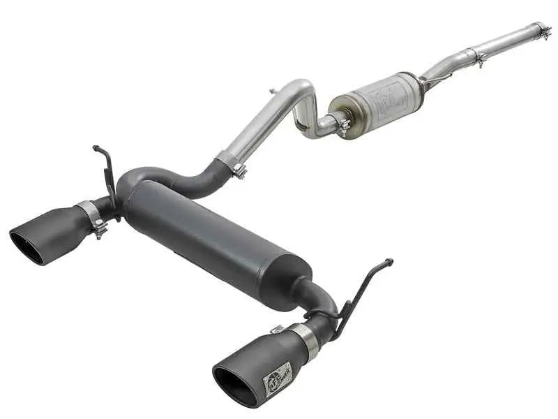 aFe Rebel Series 2.5in 409 SS Cat-Back Exhaust w/ Black Tips 2007+ Jeep Wrangler (JK) V6 3.6L/3.8L 49-48062-b