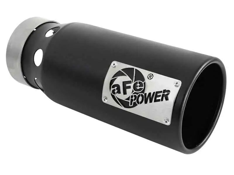 aFe SATURN 4S 4in SS Intercooled Exhaust Tip - Black 4in In x 5in Out x 12in L Bolt-On 49t40501-b122