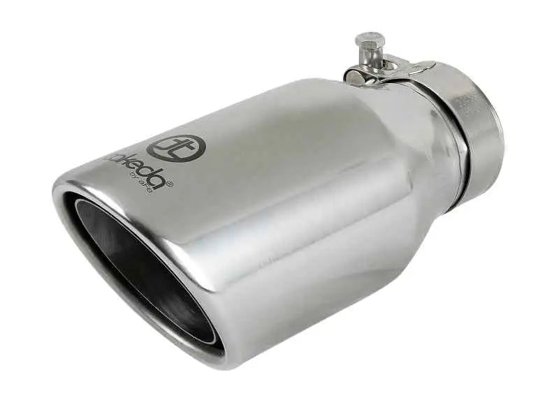 aFe Takeda 304 Stainless Steel Clamp-On Exhaust Tip 2.5in. Inlet / 4in. Outlet / 8in. L - Polished 49t25404-p08