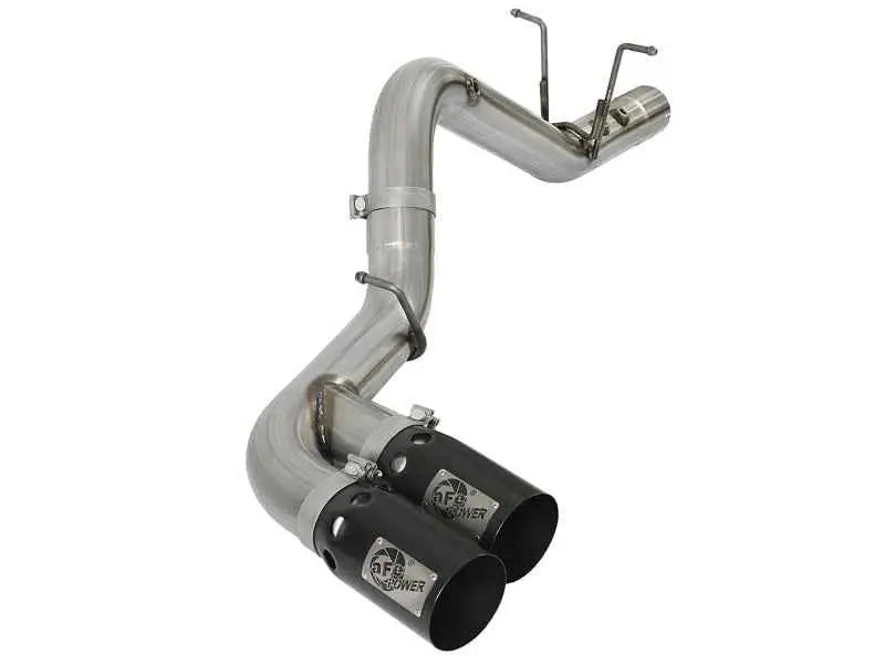 aFe Victory Series 4in 409-SS DPF-Back Exhaust w/ Dual Black Tips 2017 GM Duramax V8-6.6L(td) L5P 49-44089-b