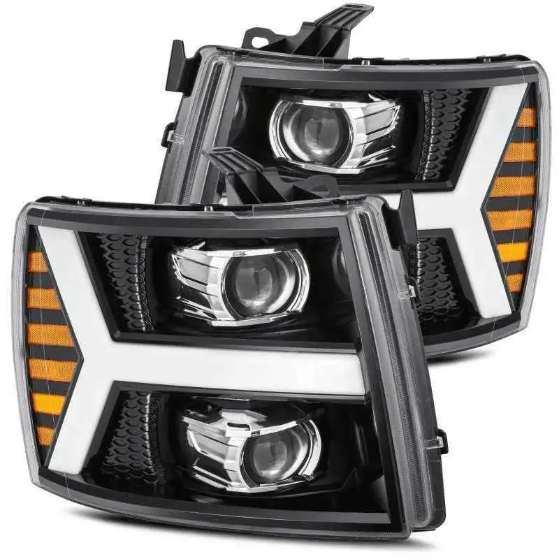 AlphaRex 07-13 Chevy 1500HD PRO-Series Proj Headlight Plank Style Gloss Blk w/Activ Light/Seq Signal 880206