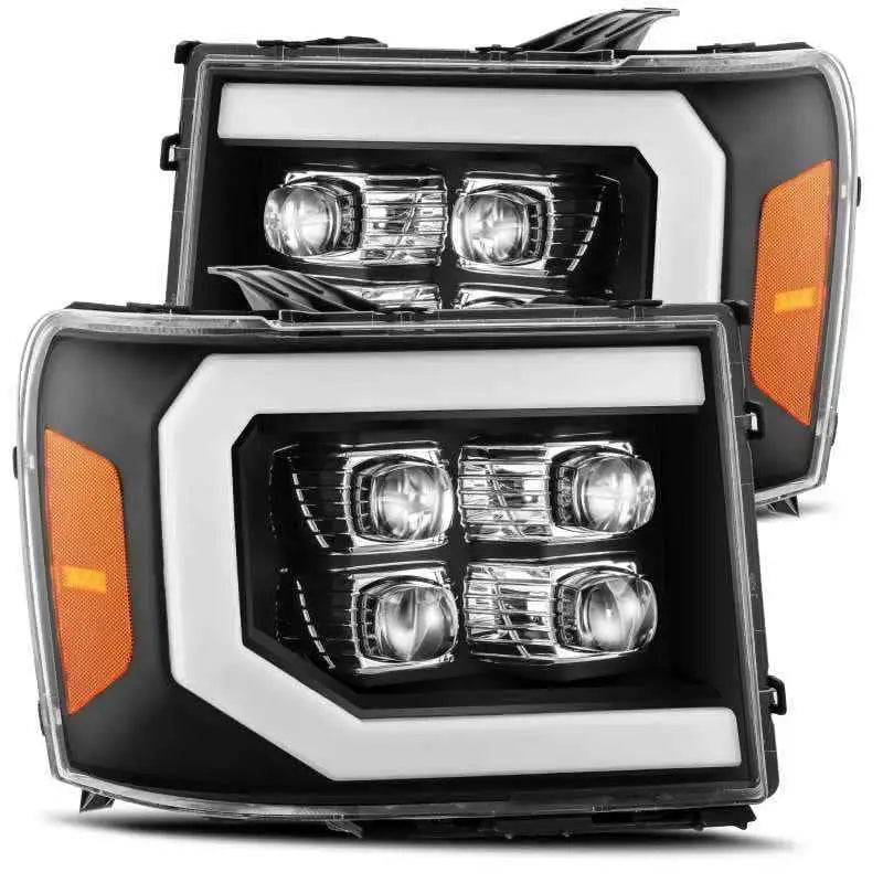 AlphaRex 07-13 GMC 1500HD NOVA LED Proj Headlight Plank Style Gloss Blk w/Activ Light/Seq Signal/DRL 880609