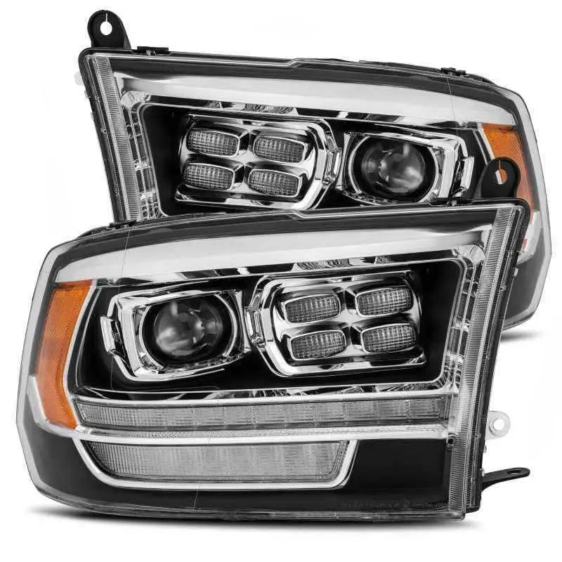AlphaRex 09-18 Dodge Ram 1500HD PRO-Series Proj Headlight Plnk Style Blk w/Chrm Acc w/Seq Signal/DRL 880523