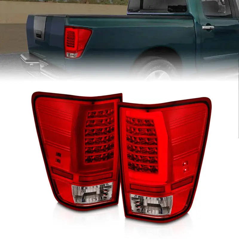 Anzo 04-15 Nissan Titan Full LED Tailights Chrome Housing Red/Clear Lens anz311422
