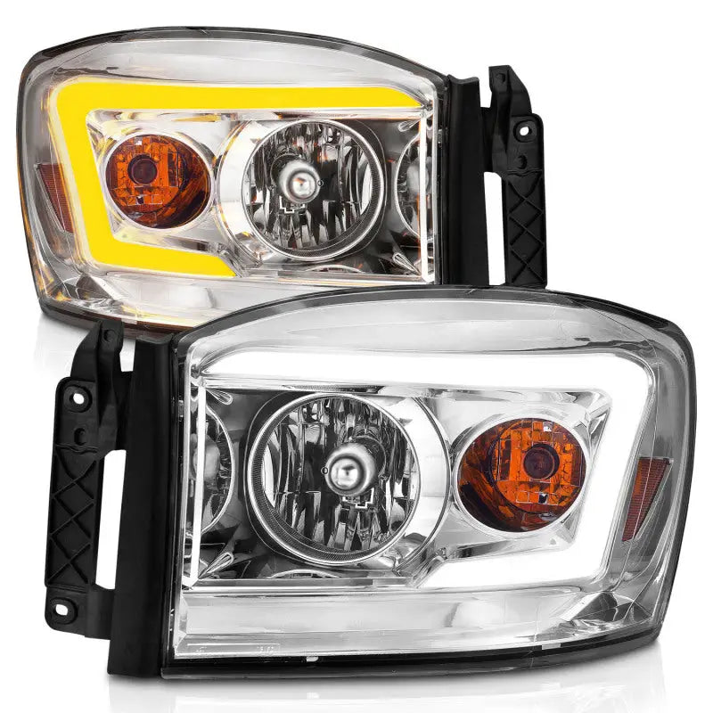 Anzo 06-09 Dodge RAM 1500/2500/3500 Headlights Chrome Housing/Clear Lens (w/Switchback Light Bars) anz111527