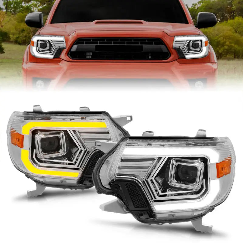 ANZO 12-15 Toyota Tacoma Projector Headlights - w/ Light Bar Switchback Chrome Housing anz111557