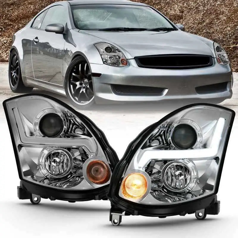 ANZO 2003-2007 Infiniti G35 Projector Headlight Plank Style Black (HID Compatible, No HID Kit ) 121557