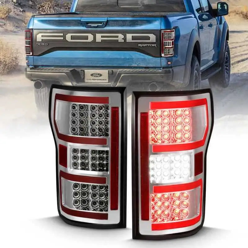 ANZO 2018-2019 Ford F-150 LED Taillight Chrome (Red Light Bar) (w/ Sequential) 311316