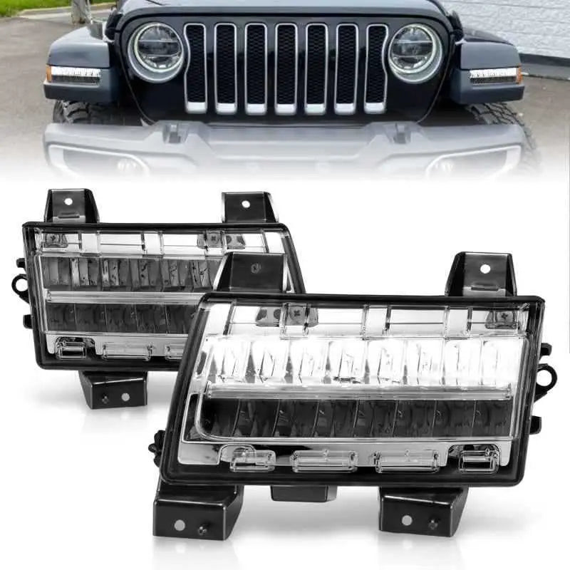 ANZO 2018-2021 Jeep Wrangler LED Side Markers Chrome Housing Clear Lens w/ Sequential Signal 511086