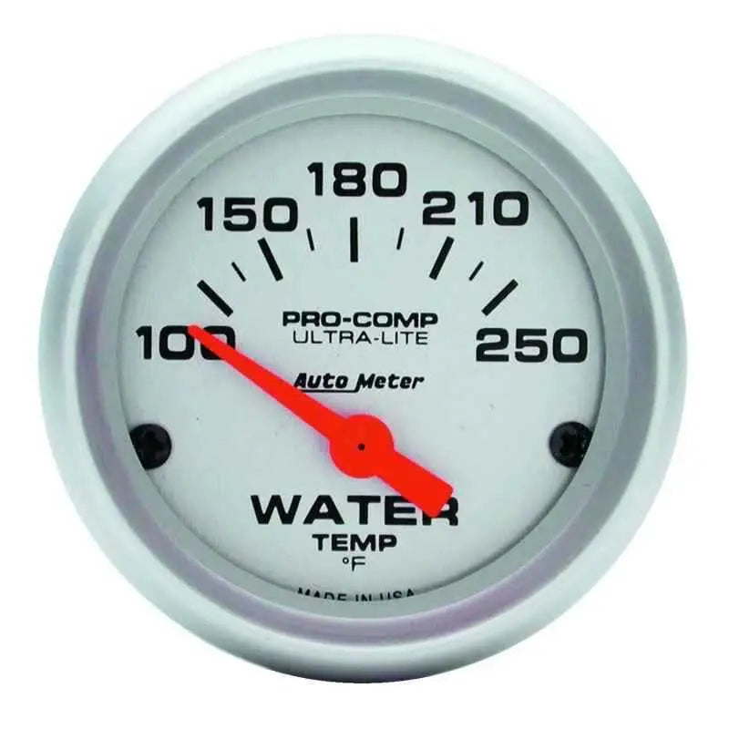 Autometer Ultra-Lite 52mm 100-250 Deg F Short Sweep ElectricWater Temp Gauge 4337