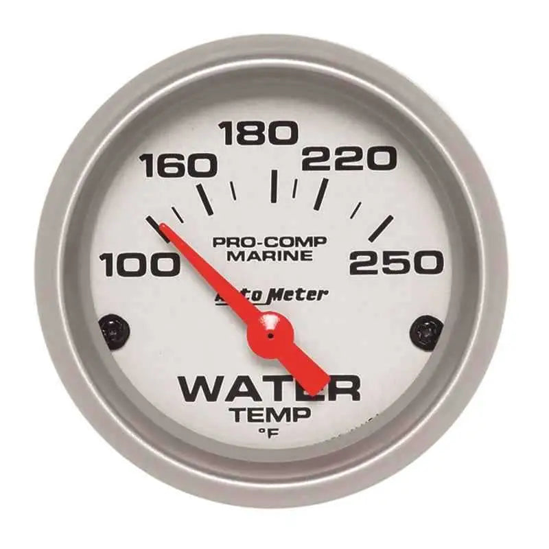 Autometer Water Temp Gauge 2 1/6in 100-200 Degree F Electric Marine Silver 200762-33