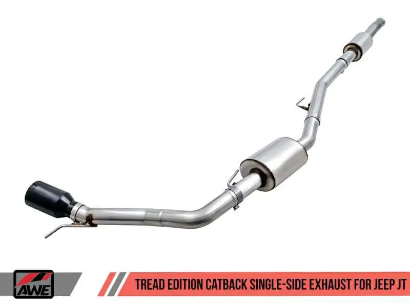 AWE 20-21 Jeep Gladiator JT 3.6L Tread Edition Cat-Back Single Side Exhaust - Diamond Black Tip 3015-23103