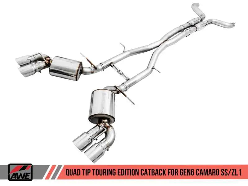 AWE Tuning 16-19 Chevy Camaro SS Non-Res Cat-Back Exhaust -Touring Edition (Quad Chrome Silver Tips) 3020-42068