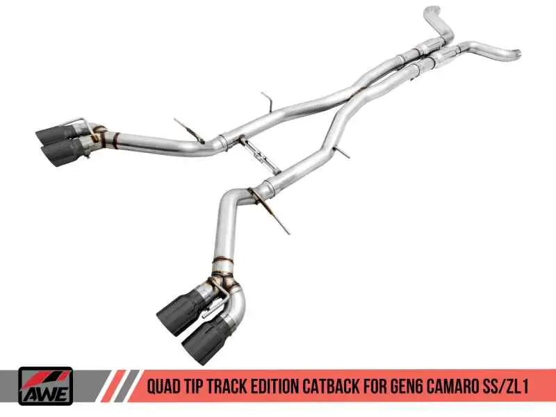 AWE Tuning 16-19 Chevy Camaro SS Non-Res Cat-Back Exhaust - Track Edition (Quad Diamond Black Tips) 3020-43074