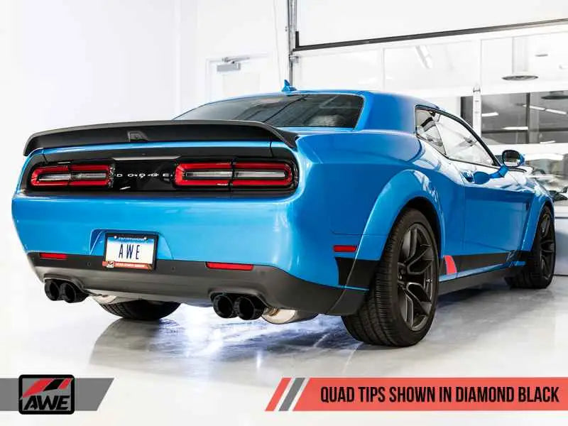 AWE Tuning 2015+ Dodge Challenger 6.4L/6.2L Non-Resonated Touring Edition Exhaust - Quad Black Tips 3020-43082