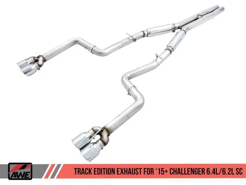 AWE Tuning 2015+ Dodge Challenger 6.4L/6.2L SC Track Edition Exhaust - Quad Chrome Silver Tips 3015-42136