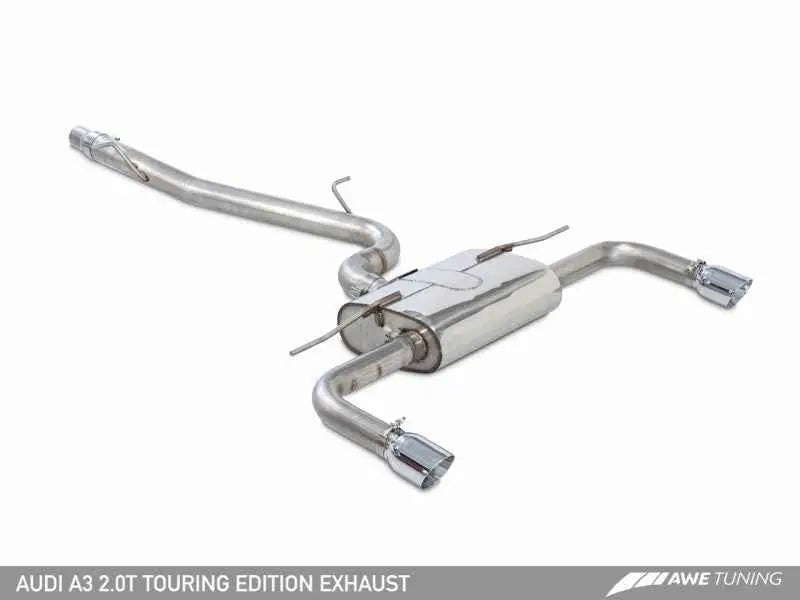AWE Tuning Audi 8V A3 Touring Edition Exhaust - Dual Outlet Diamond Black 90 mm Tips 3015-32058