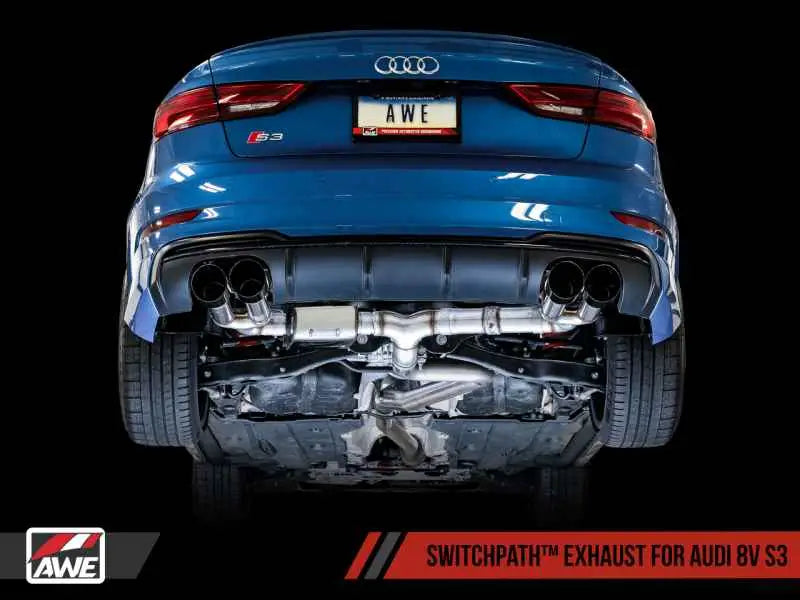 AWE Tuning Audi 8V S3 SwitchPath Exhaust w/Diamond Black Tips 102mm 3025-43072