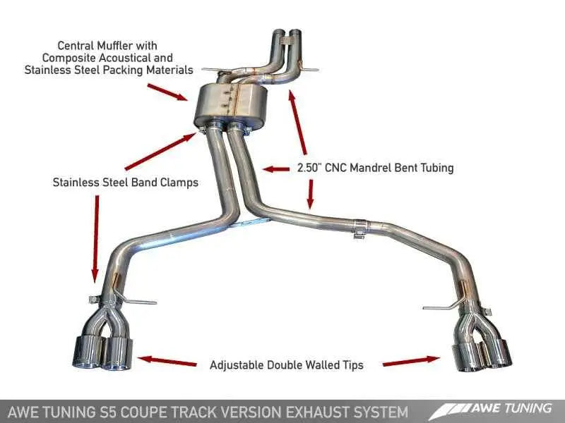 AWE Tuning Audi B8 S5 4.2L Track Edition Exhaust System - Diamond Black Tips 3020-43014