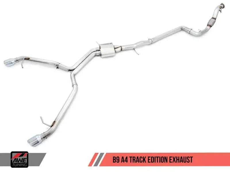 AWE Tuning Audi B9 A4 Track Edition Exhaust Dual Outlet - Diamond Black Tips (Includes DP) 3020-33026