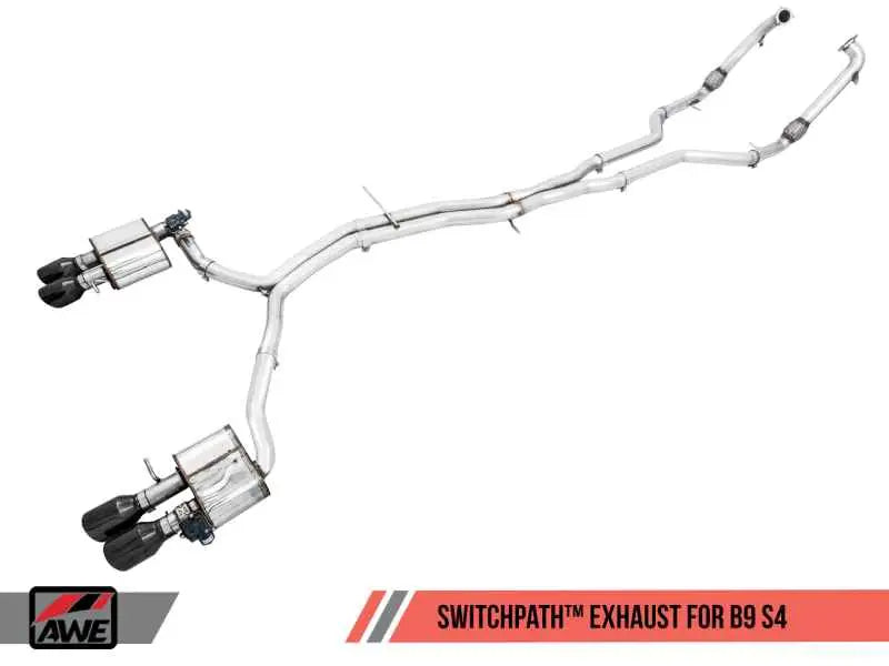 AWE Tuning Audi B9 S4 SwitchPath Exhaust - Non-Resonated (Black 102mm Tips) 3025-43034