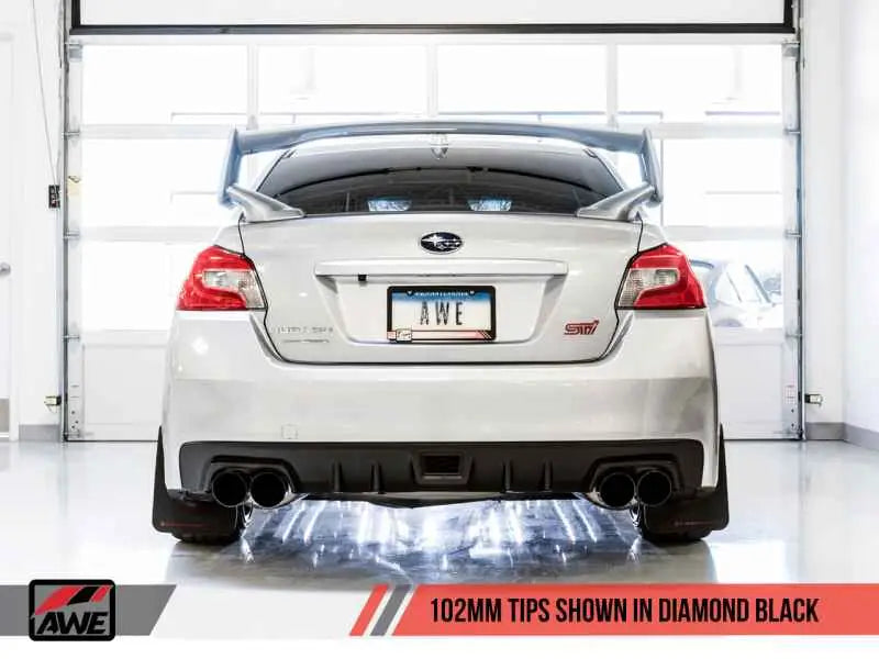 AWE Tuning Subaru STI VA / WRX GV / STI GV Sedan Touring Edition Exhaust - Diamond Black Tip (102mm) 3015-43108