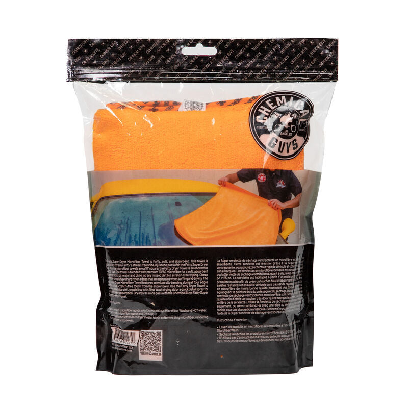 Chemical Guys Fatty Super Dryer Microfiber Drying Towel - 25in x 34in - Orange - Case of 12 chgMIC881