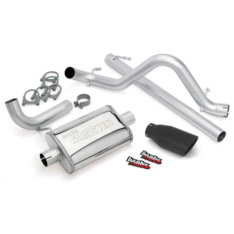 Banks Power 07-11 Jeep 3.8L Wrangler - 2dr Monster Exhaust System - SS Single Exhaust w/ Black Tip 51321-b